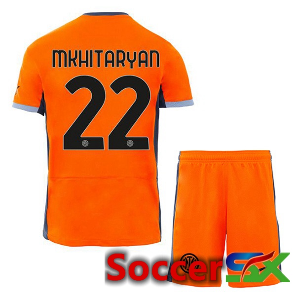 Inter Milan (MKHITARYAN 22) Kids Soccer Jersey Third Orange 2023/2024