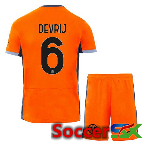 Inter Milan (DE VRIJ 6) Kids Soccer Jersey Third Orange 2023/2024