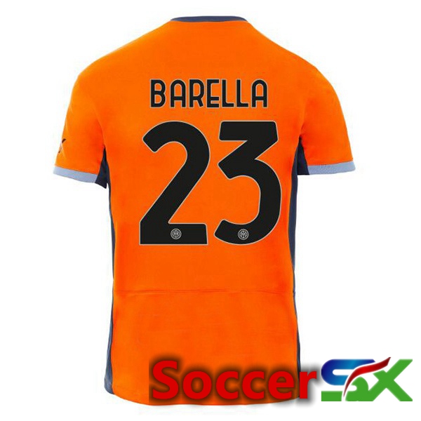 Inter Milan (BARELLA 23) Soccer Jersey Third Orange 2023/2024