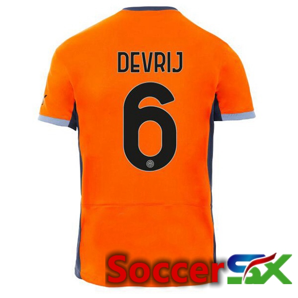 Inter Milan (DE VRIJ 6) Soccer Jersey Third Orange 2023/2024