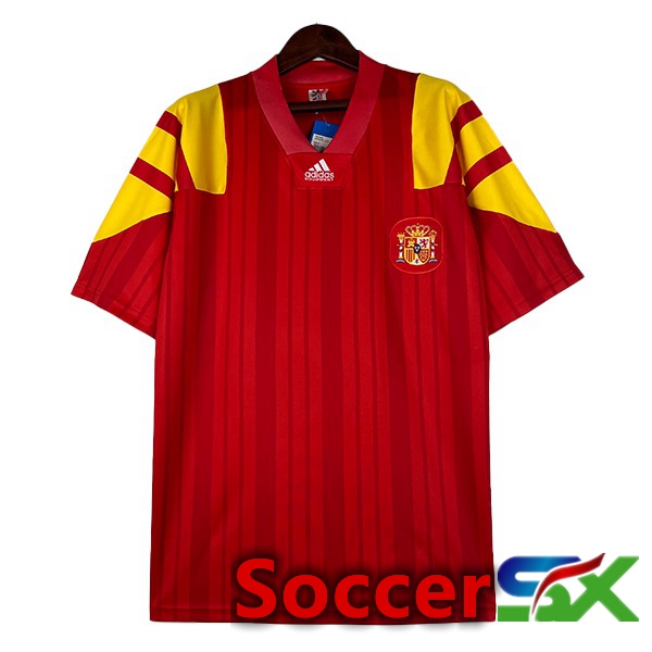 Spain Retro Soccer Jersey Home Red 1992-1994