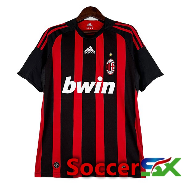 AC Milan Retro Soccer Jersey Home Red Black 2008-2009