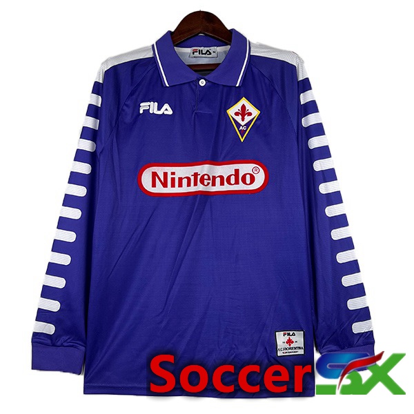 ACF Fiorentina Retro Soccer Jersey Home Long Sleeve Blue 1998