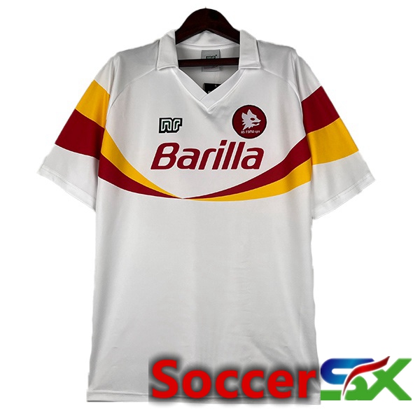 AS Roma Retro Soccer Jersey Away White 1990-1991
