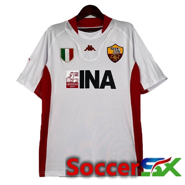 AS Roma Retro Soccer Jersey Away White 2001-2002