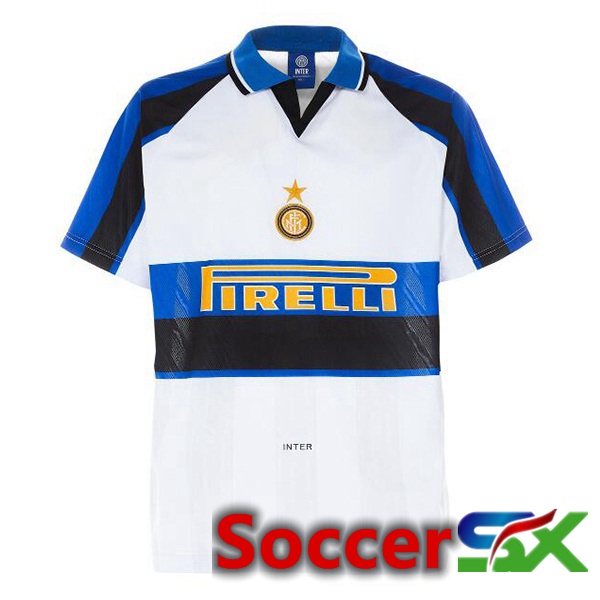 Inter Milan Retro Soccer Jersey Away White Blue 1996-1997