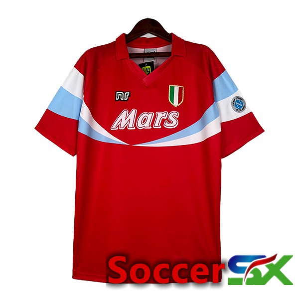 SSC Napoli Retro Soccer Jersey Away Red 1990-1991
