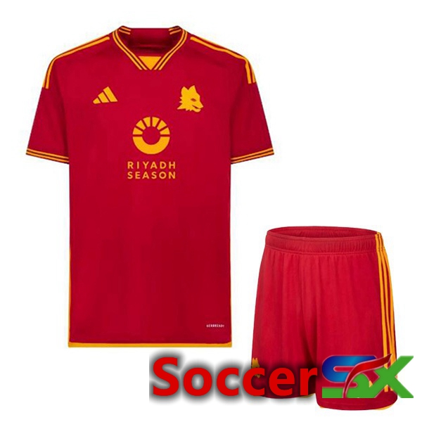 AS Roma Kids RIYADH SEASON Soccer Jersey Home Red 2023/2024