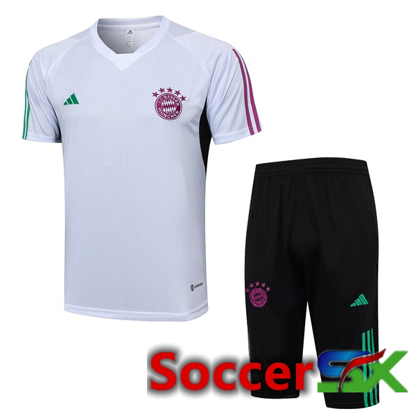 Bayern Munich Training T Shirt + Shorts White 2023/2024