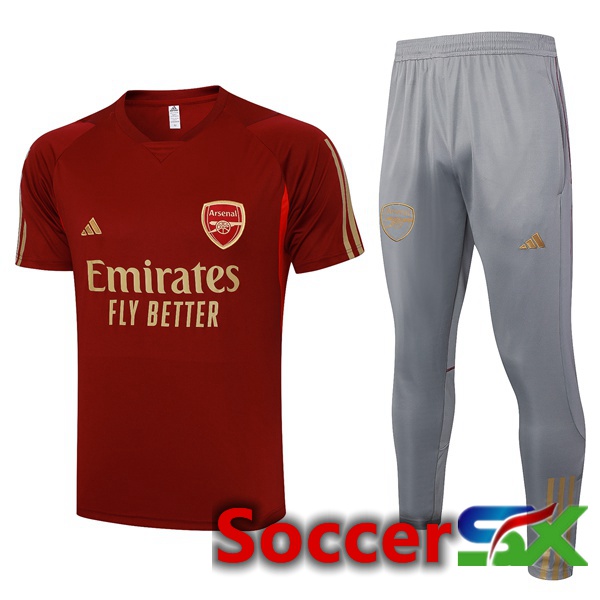 Arsenal Training T Shirt + Shorts Red 2023/2024