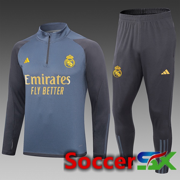 Real Madrid Kids Training Tracksuit SuitGrey 2023/2024