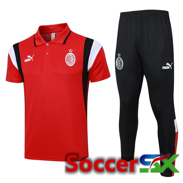 AC Milan Soccer Polo + Pants Red 2023/2024