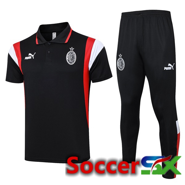AC Milan Soccer Polo + Pants Black 2023/2024