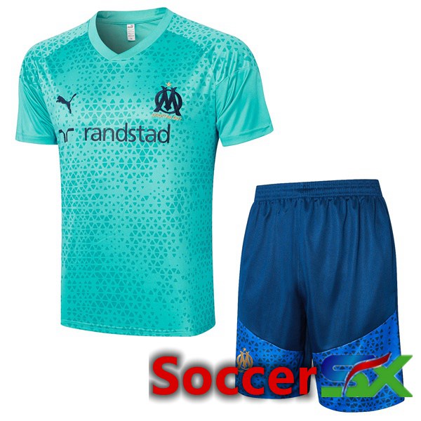 Marseille OM Training T Shirt + Shorts Blue 2023/2024