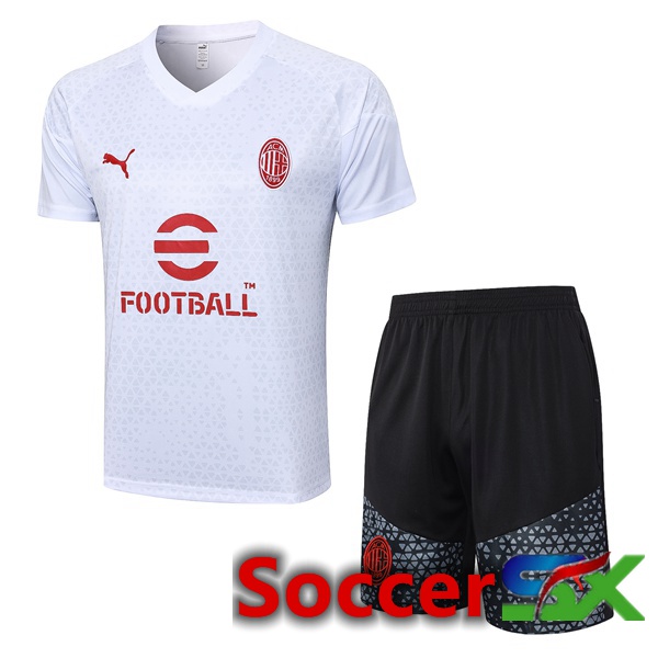 AC Milan Training T Shirt + Shorts White 2023/2024