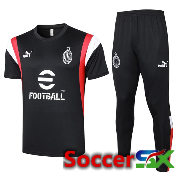 AC Milan Training T Shirt + Pants Black 2023/2024