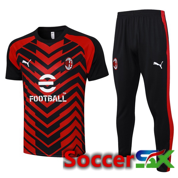 AC Milan Training T Shirt + Pants Black Red 2023/2024