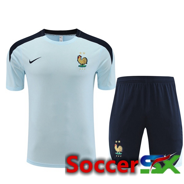 France Training T Shirt + Shorts Blue 2023/2024