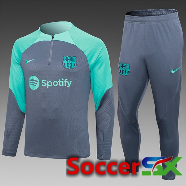 FC Barcelona Kids Training Tracksuit SuitGrey Green 2023/2024