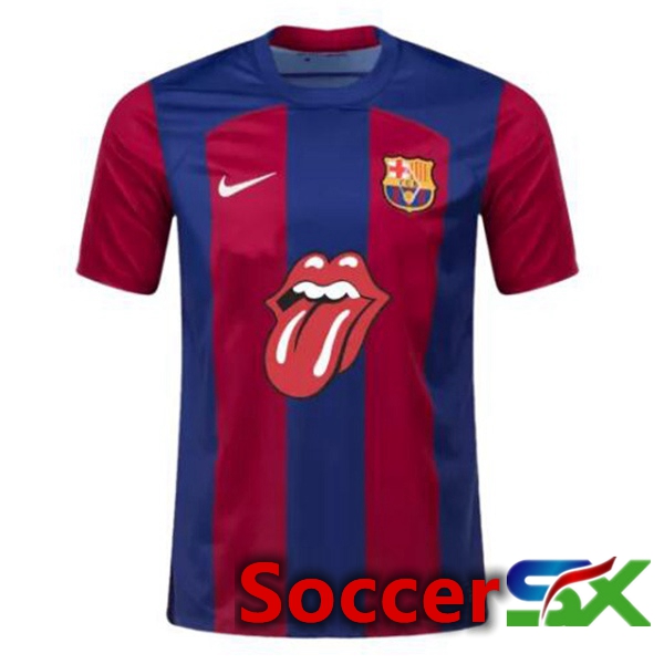 FC Barcelona Soccer Jersey Rolling Stones Blue Red 2023/2024
