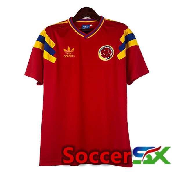 Colombia Retro Soccer Jersey Away Red 1990