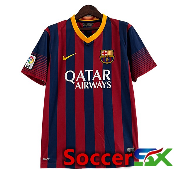 FC Barcelona Retro Soccer Jersey Home Red Blue 2013-2014