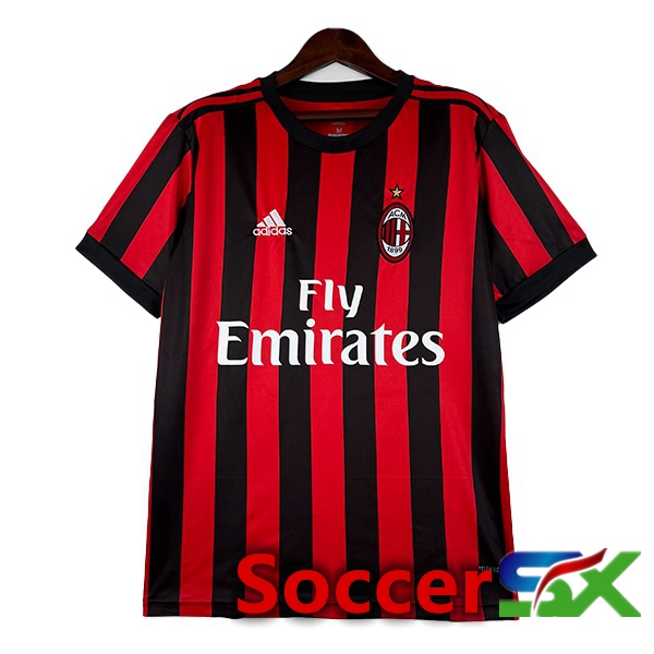 AC Milan Retro Soccer Jersey Home Red Black 2017-2018