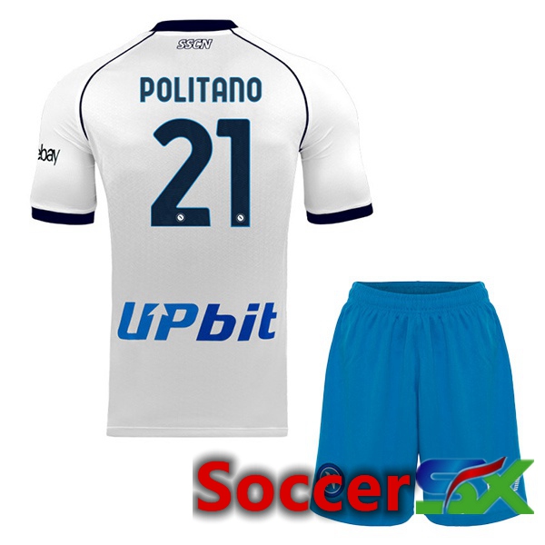 SSC Napoli (Matteo Politano 21) Kids Soccer Jersey Away White 2023/2024