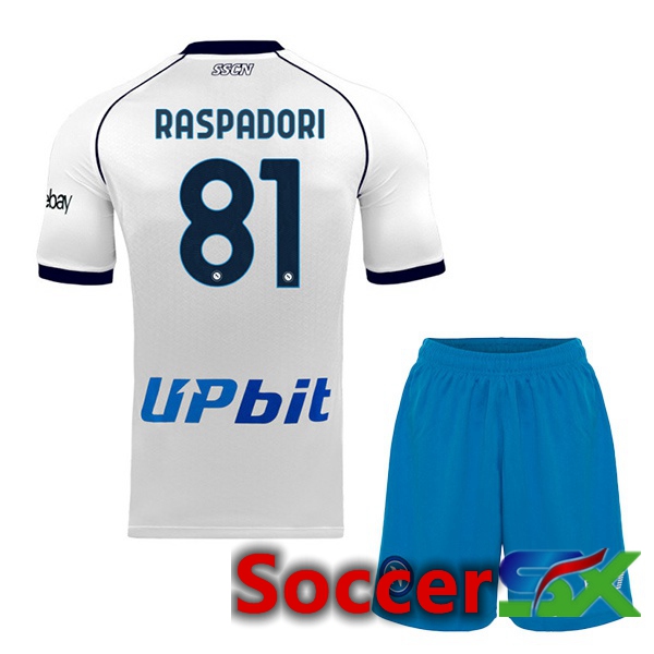SSC Napoli (Giacomo Raspadori 81) Kids Soccer Jersey Away White 2023/2024