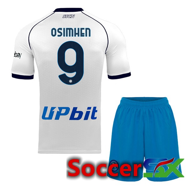 SSC Napoli (Victor Osimhen 9) Kids Soccer Jersey Away White 2023/2024