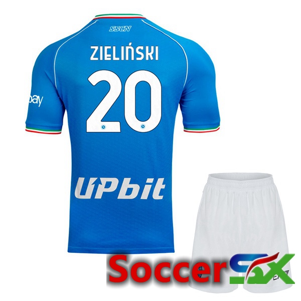 SSC Napoli (Piotr Zielinski 20) Kids Soccer Jersey Home Blue 2023/2024