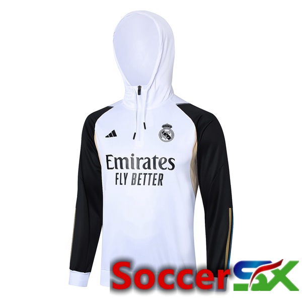 Real Madrid Training Sweatshirt Hoodie White 2023/2024