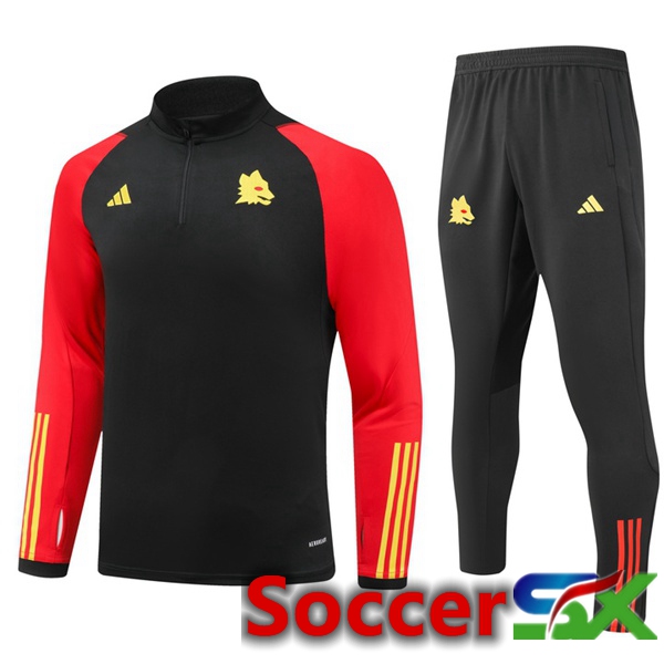 AS Roma Black Training Tracksuit Suit Red 2023/2024