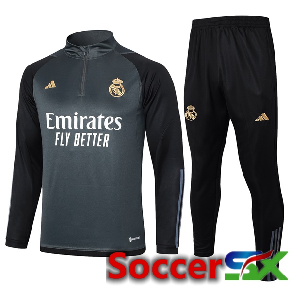 Real Madrid Training Tracksuit Suit Grey 2023/2024