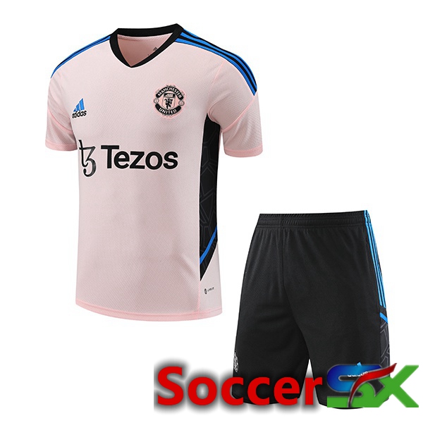 Manchester United Training T Shirt + Shorts Pink 2023/2024
