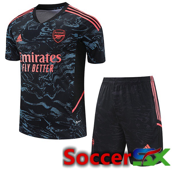 Arsenal Training T Shirt + Shorts Black 2023/2024