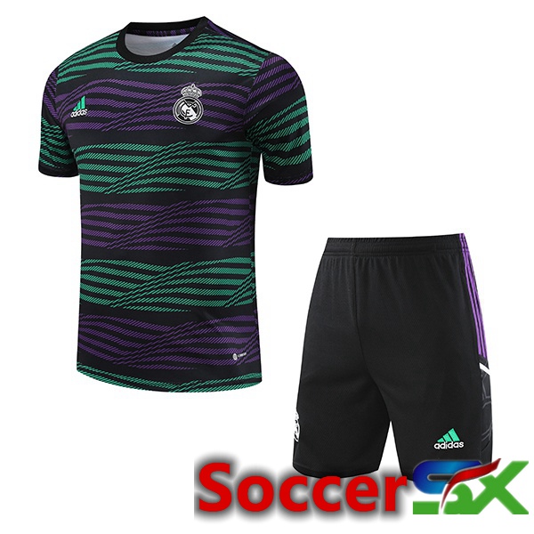Real Madrid Training T Shirt + Shorts Black Green 2023/2024