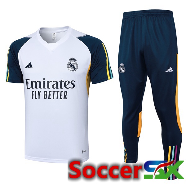 Real Madrid Training T Shirt + Shorts White 2023/2024