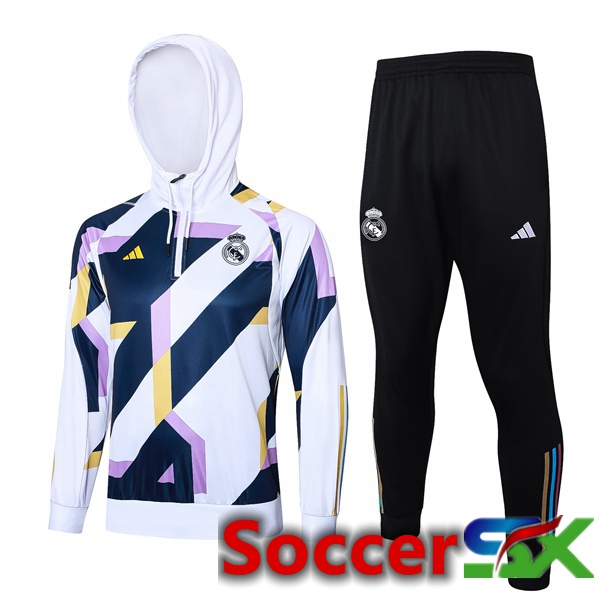 Real Madrid Training Tracksuit Hoodie White Blue Royal 2023/2024