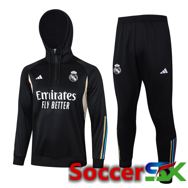 Real Madrid Training Tracksuit Hoodie Black 2023/2024