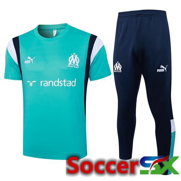 Marseille OM Training T Shirt + Shorts Green 2023/2024