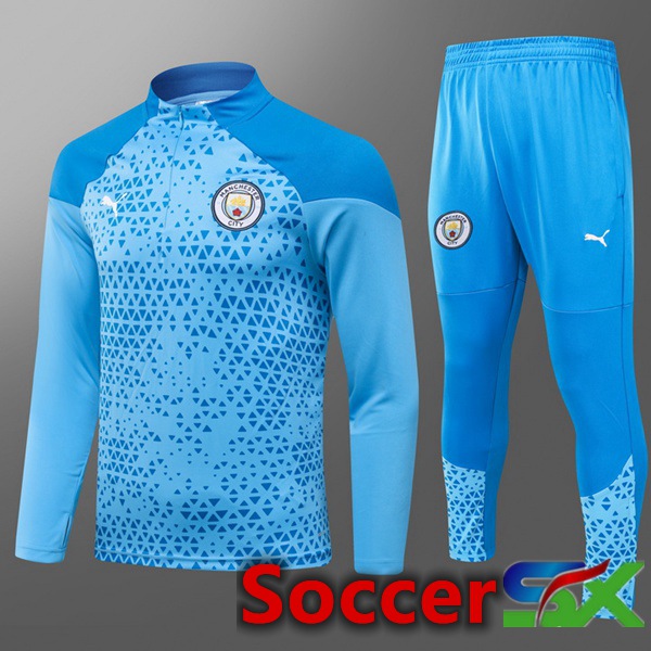 Manchester City Kids Training Tracksuit Suit Blue 2023/2024