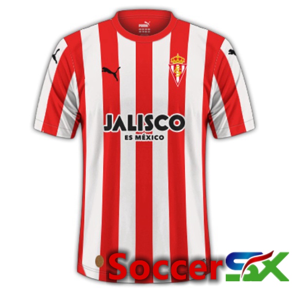 Sporting Gijon Soccer Jersey Home Red 2023/2024