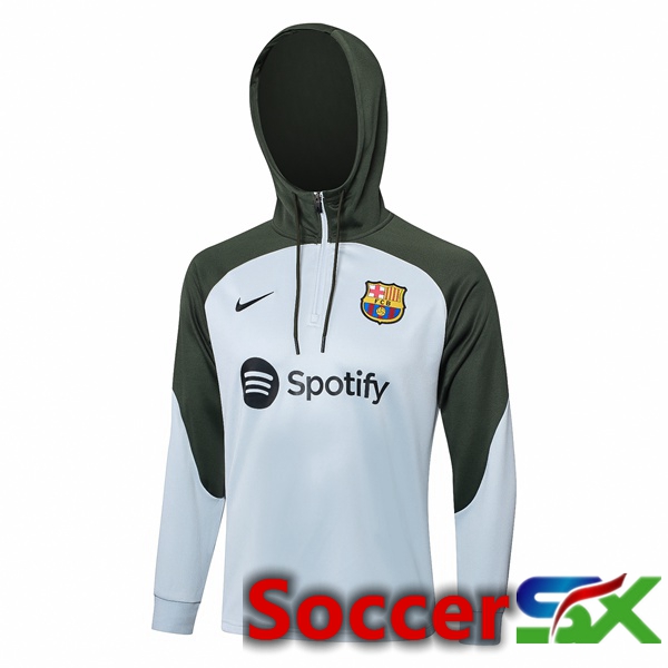 FC Barcelona Training Sweatshirt Hoodie White Green 2023/2024