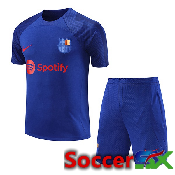 FC Barcelona Training T Shirt + Shorts Blue Royal 2023/2024