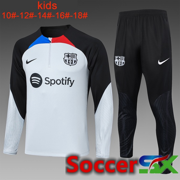 FC Barcelona Kids Training Tracksuit Suit White Black 2023/2024