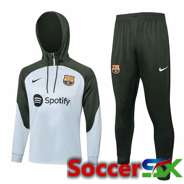 FC Barcelona Training Tracksuit Hoodie White Green 2023/2024