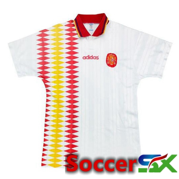 Spain Retro Soccer Jersey Away White 1994
