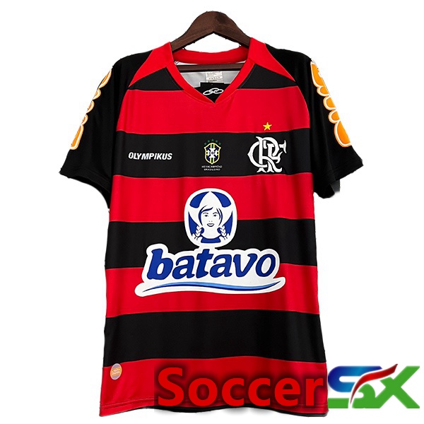 Flamengo Retro Soccer Jersey Home Black Red 2010
