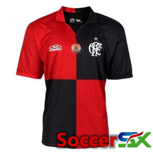 Flamengo 100th Anniversary Edition Retro Soccer Jersey Home Black Red 2012